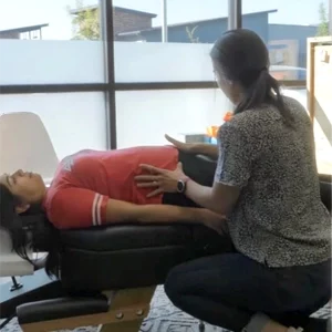 Chiropractor Roseville CA Allison Land With Prenatal Client